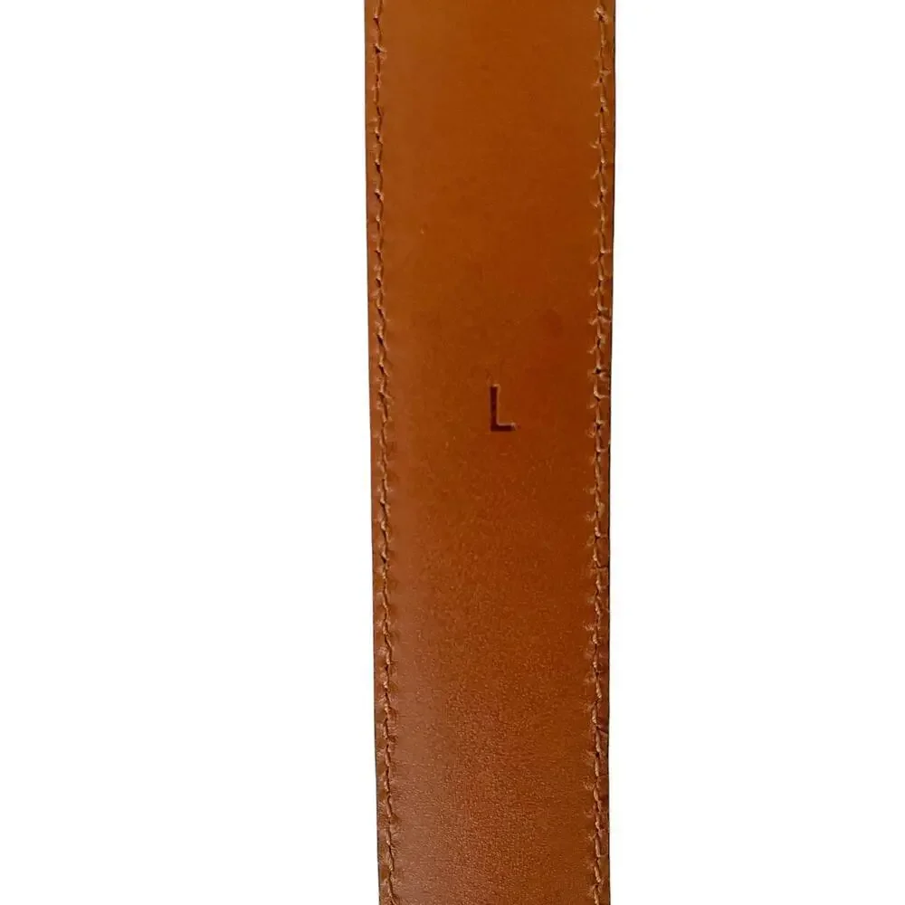 Ralph Lauren Art Deco Monogram Logo Buckle Black Leather Belt